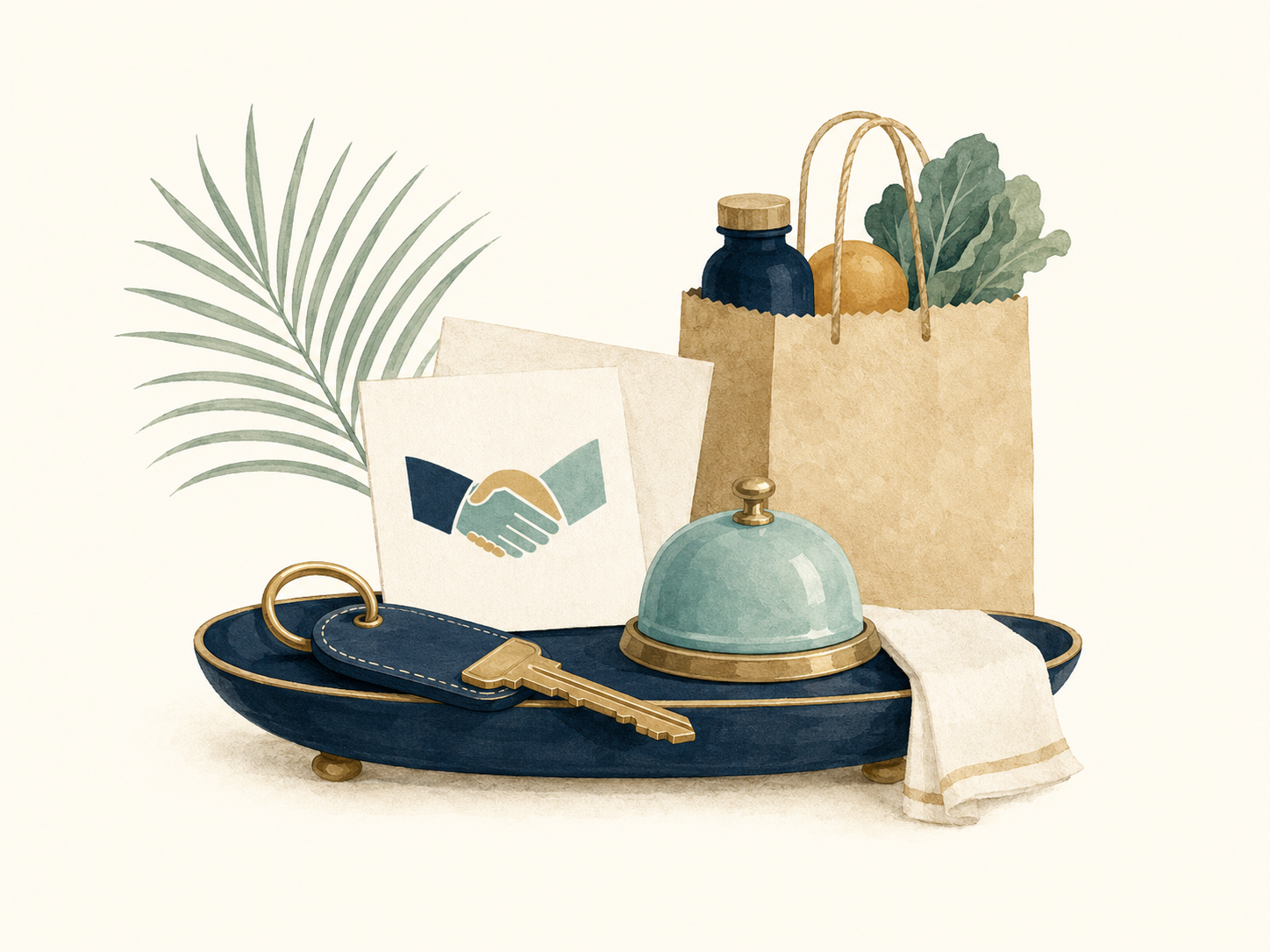 Illustration of concierge services including key access and grocery coordination