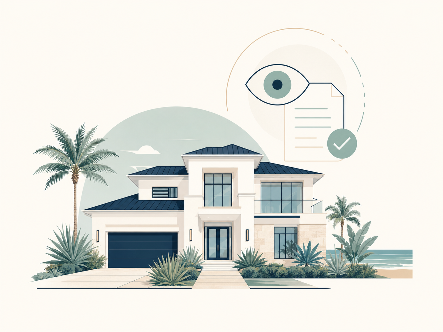 Illustration of a Naples home being professionally observed and reported