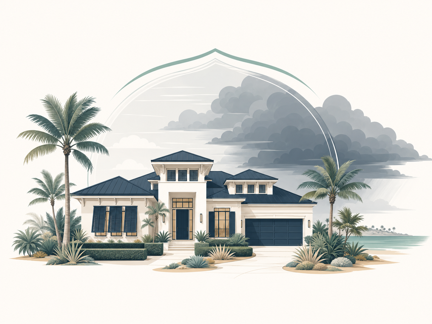 Illustration of a Naples home protected during stormy weather